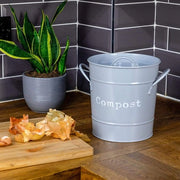 Contenitore di Composto in Acciaio - Stile Cucina - Cassetto Interno - Grigio