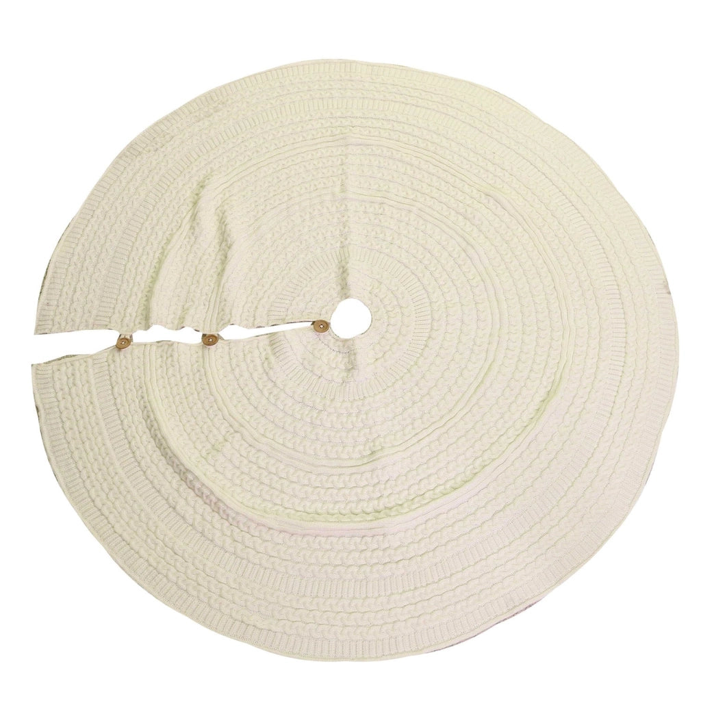 Copri base Albero di Natale in Tessuto maglia crema cm Ø112xh0,5