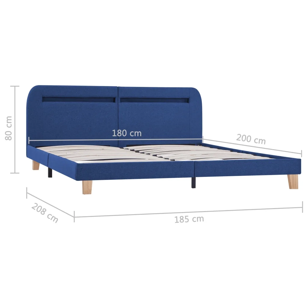 Giroletto con LED senza Materasso Blu 180x200 cm in Tessuto