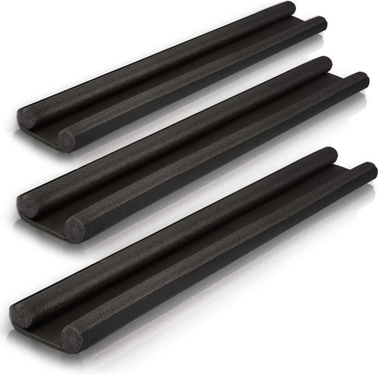 Trottola per porte per tutti i tipi di porte - Ideale per un'efficace sigillatura contro vento, rumore e freddo (3 pezzi, nero)