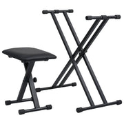Set Supporto per Tastiera a Doppia Staffa con Sgabello Nero CFW1328249
