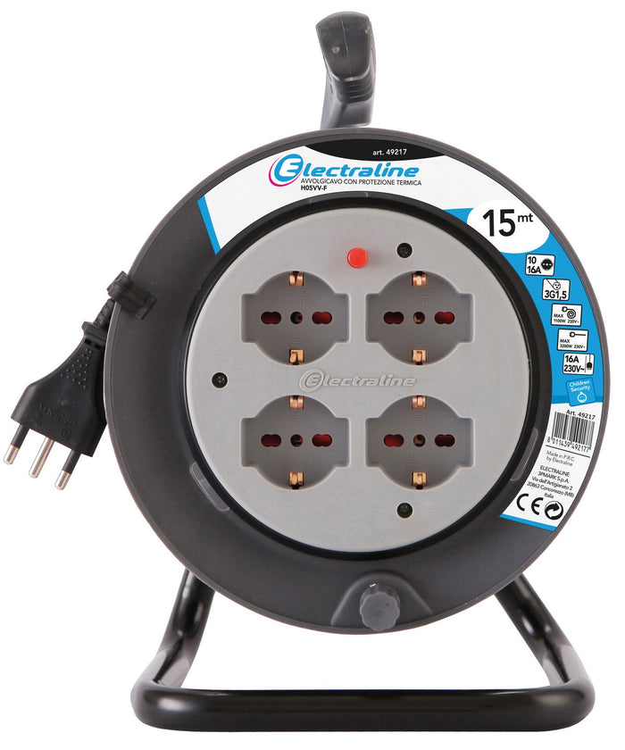 avvolgicavo ml.15 3x1,5 4bipasso schuko + protezione/49217 cod:ferx.13937