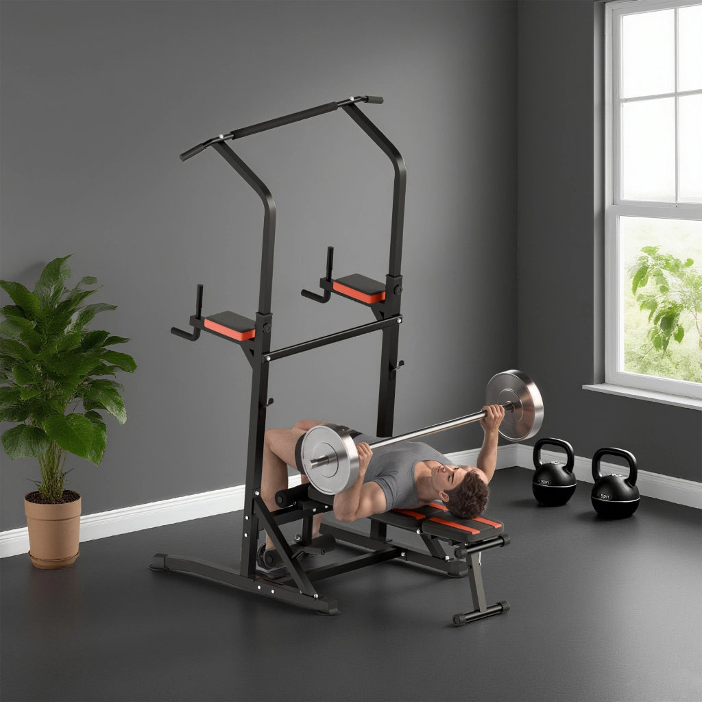 Power Tower Pieghevole ¨C Xylo ¨C Stazione Fitness Multifunzione 7 Posizioni con Sbarra Trazioni e Dip Station