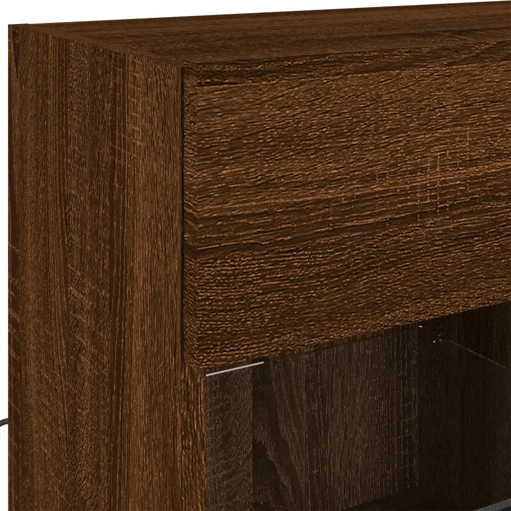 Mobile TV a Parete con Luci LED Rovere Marrone 78,5x30x60,5 cm 837105
