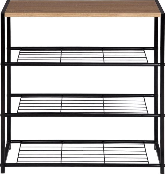 Rack di scarpe - Ripiano di scarpe - Cassetto di scarpe - Cassetto per scarpe - Moka - Nero - 3 Livelli