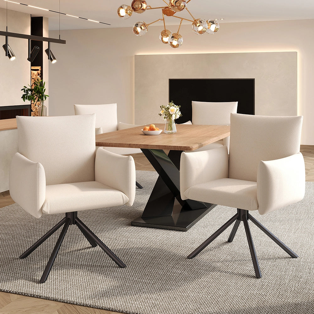 Sedia-Xylo-Lotto 4 girevole 360?? lino beige supporto lombare