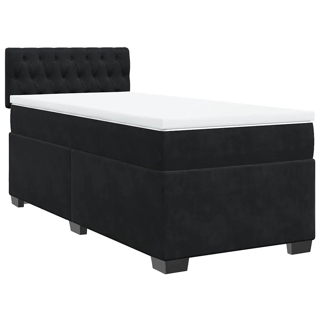 Giroletto a Molle con Materasso Nero 90x190 cm in Velluto