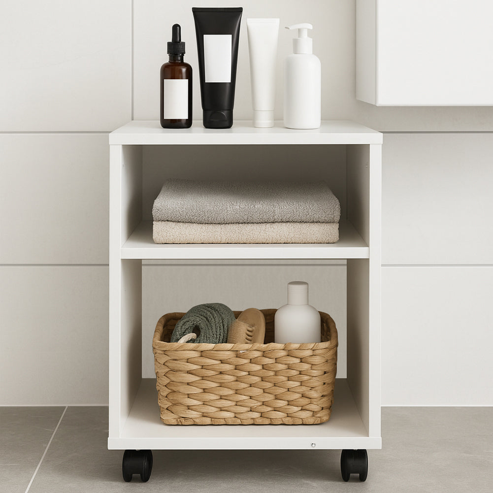 Mobile Ufficio Multiuso Porta Stampante 40x35x60cm con Ruote in Nobilitato Bianco