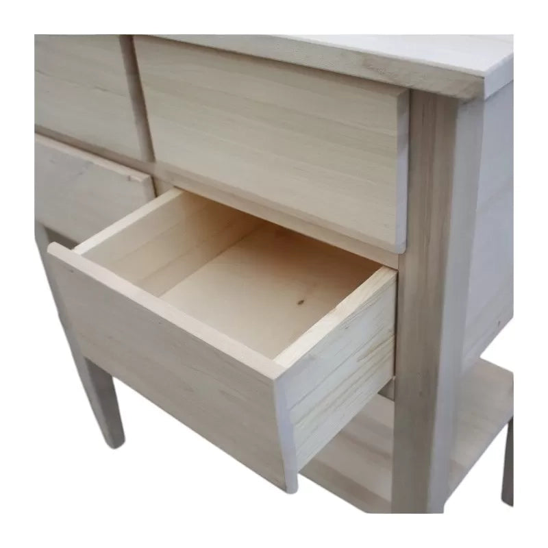 Porta tv 4 cassetti 1 ripiano legno grezzo 68x39x80 (972) - Mobili 2G