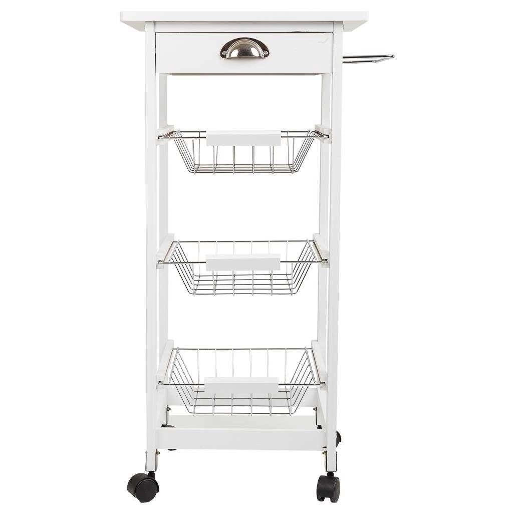Carrello da cucina in legno bianco 40x37x82h