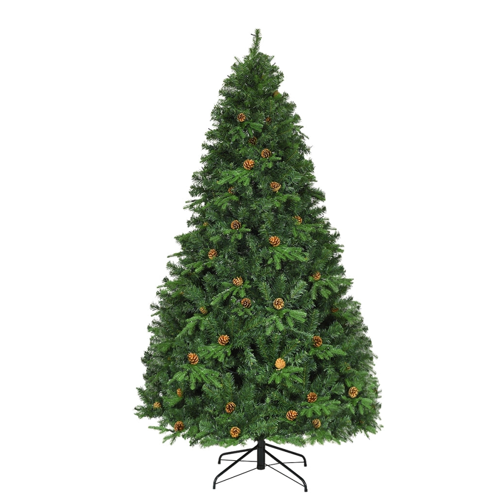 Albero di natale artificiale 210cm con 460 LED, 61 pigne, 925 rami e un supporto in metallo