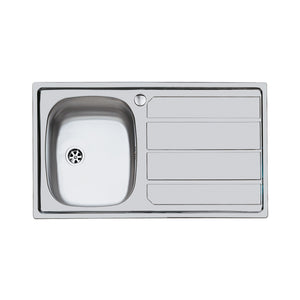 Lavello in inox con 1 vasca sxsc. 86x50 inc.