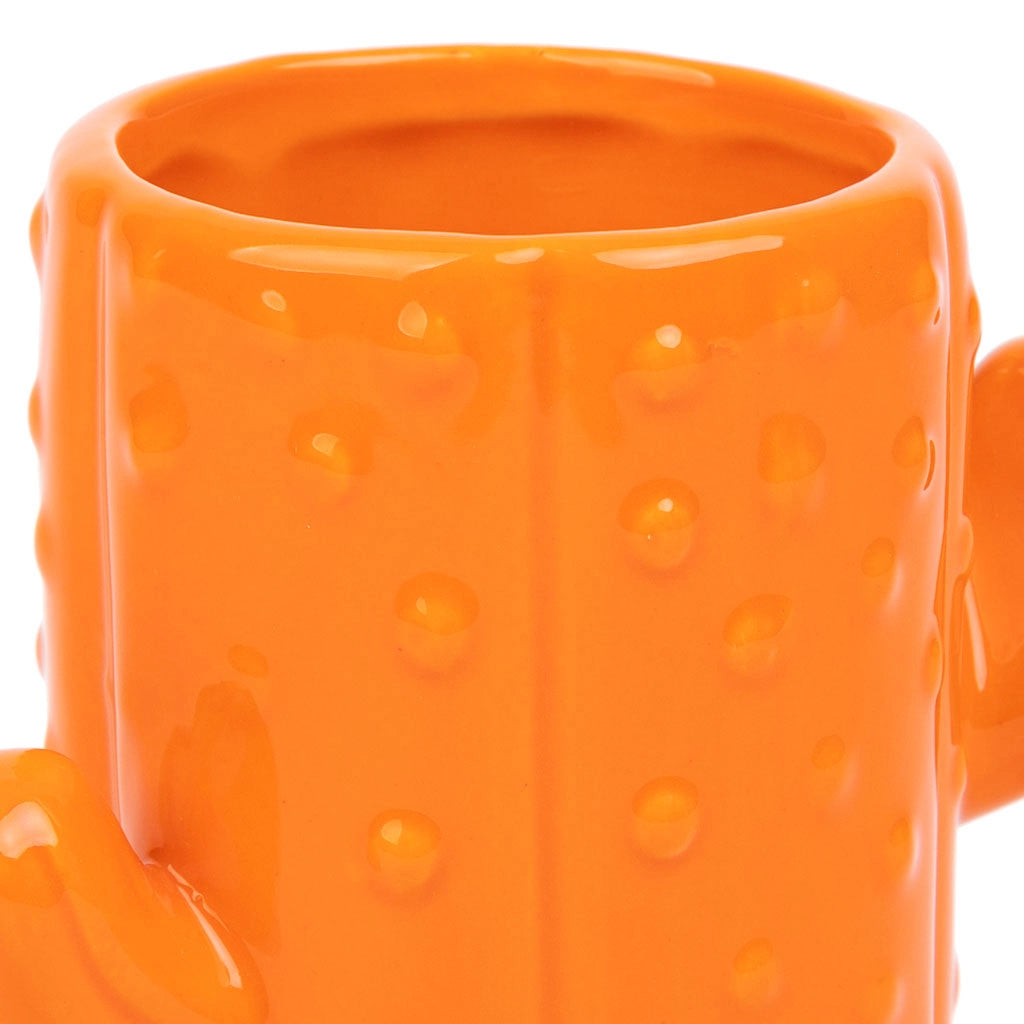 Portapenne cactus in ceramica arancione 13,5x7,8x11h