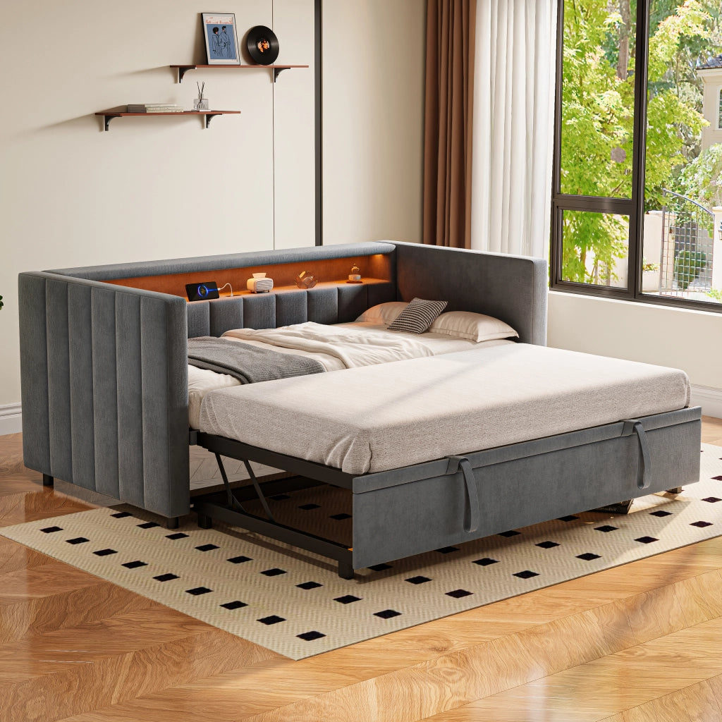 Divano letto multifunzione velluto 90x190 cm