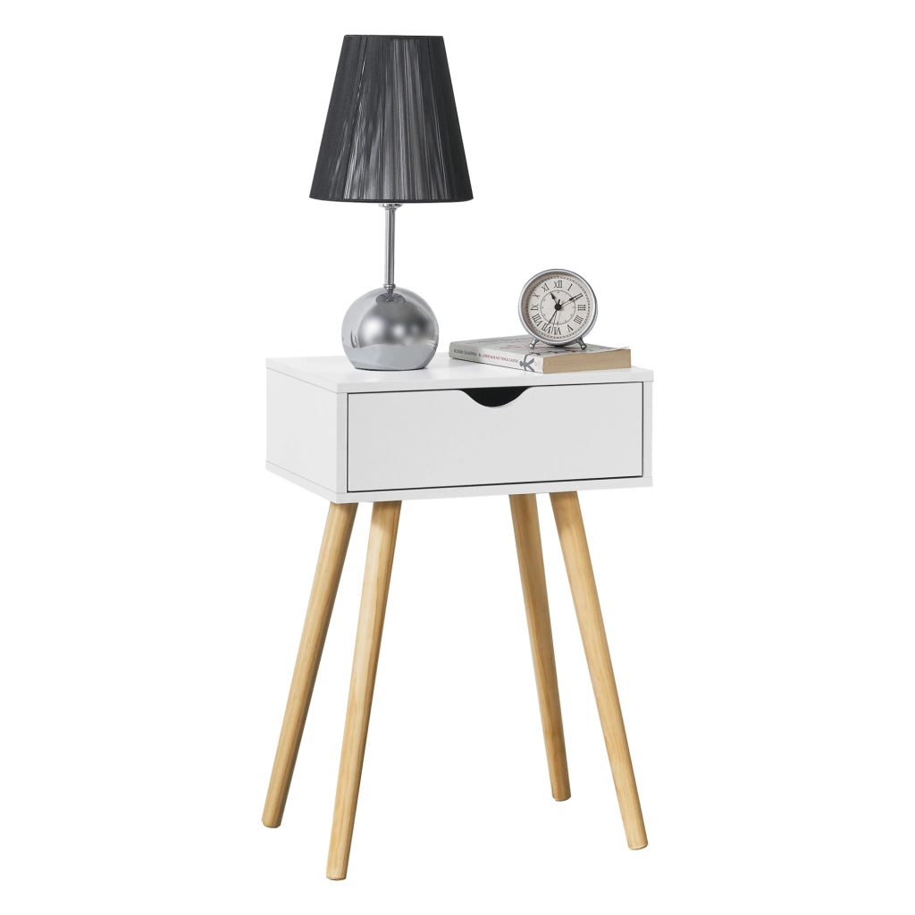 Set Östersund di 2 Comodini con Cassetto - Bianco [en.casa]