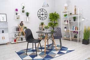 Sedia Valora DAPI in velluto grigio scuro con gambe in metallo x1