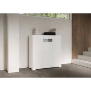Credenza alta moderna 3 ante 100x35x110 cm Riflesso - Bianco Lucido