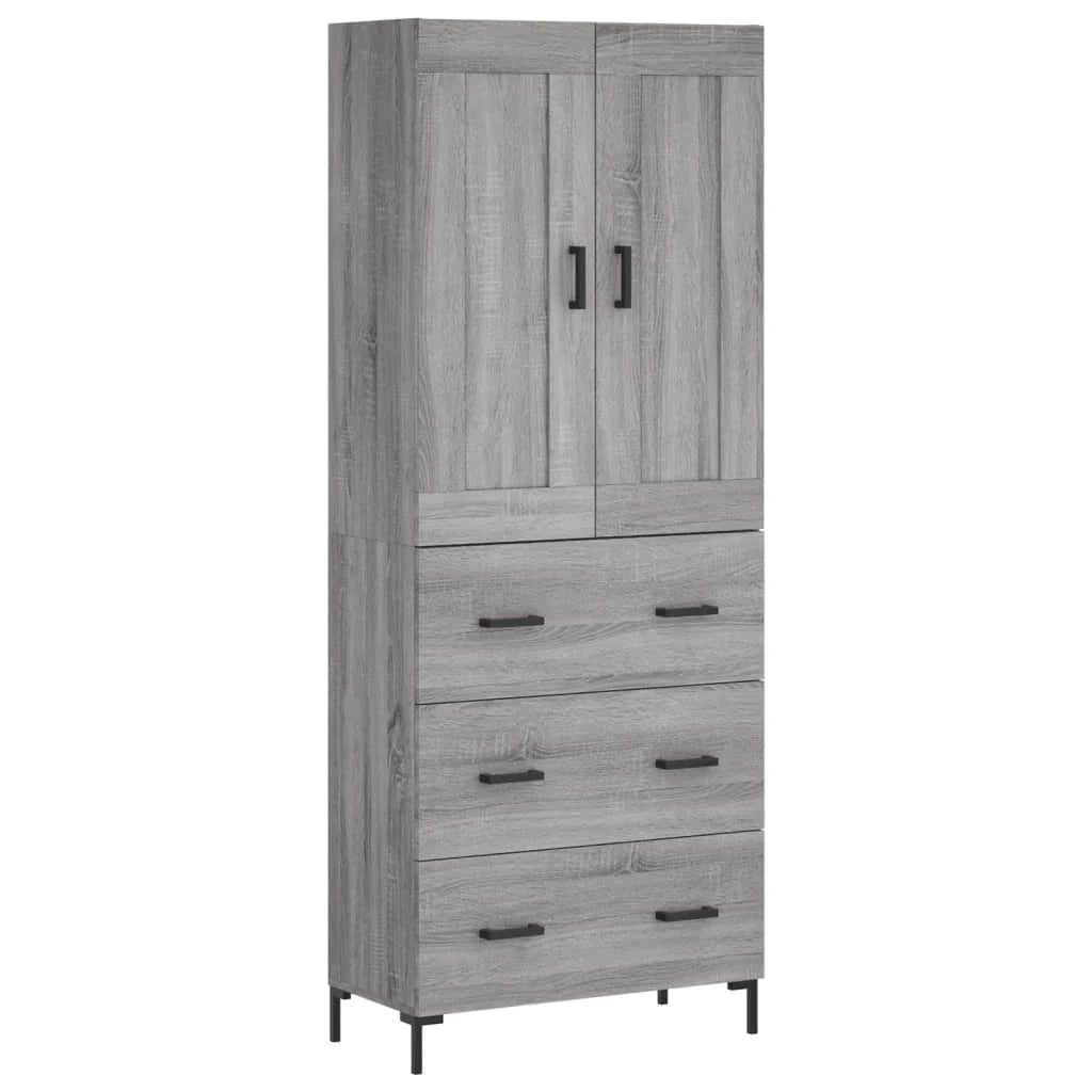 Buffet credenza cassettiera armadio mobile contenitore organizer cucina soggiorno salotto rovere Sonoma alto 69,5 x 34 x 180 cm legno ingegnerizzato grigio 02_0035538
