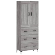 Buffet credenza cassettiera armadio mobile contenitore organizer cucina soggiorno salotto rovere Sonoma alto 69,5 x 34 x 180 cm legno ingegnerizzato grigio 02_0035538