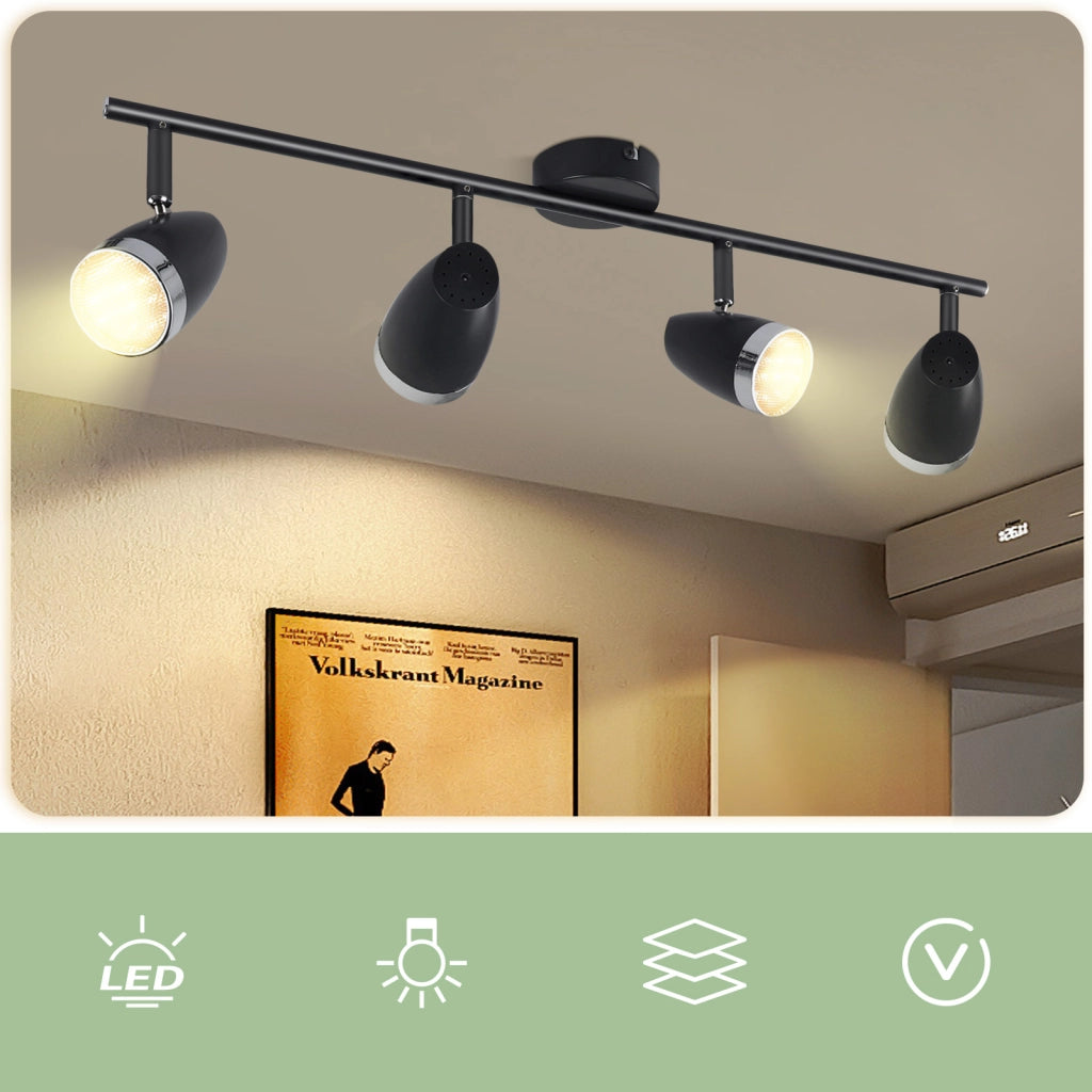 ZMH Faretto da soffitto a 4 luci da 16W orientabile a 350° Lampada da soffitto Soggiorno