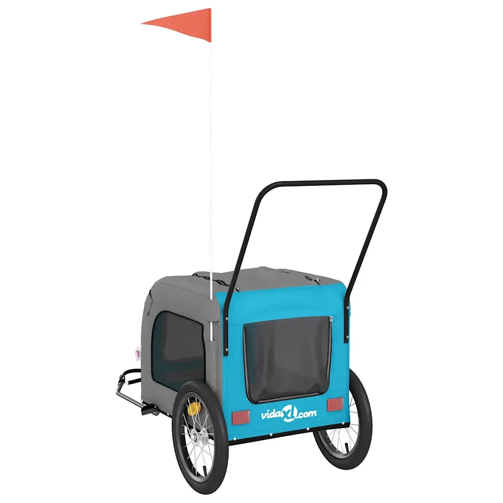 Rimorchio da Bici per Animali Blu e Grigio Oxford e Ferro CFW3723290