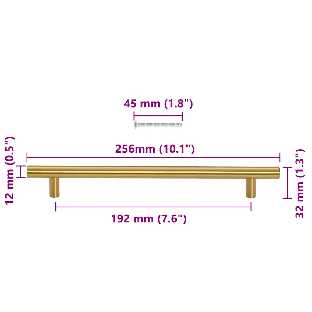 Maniglie per Mobili 5pz Oro 192mm in Acciaio Inox