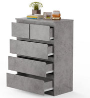 Mobili Cassettiera con 5 Cassetti, Armadietto per Camera da Letto e Bagno, Multifunzione, in Legno (Grigio)