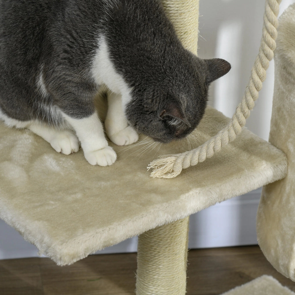 Albero per Gatti con Piattaforme e Giocattoli ¨C Zephmum ¨C Beige 116 cm