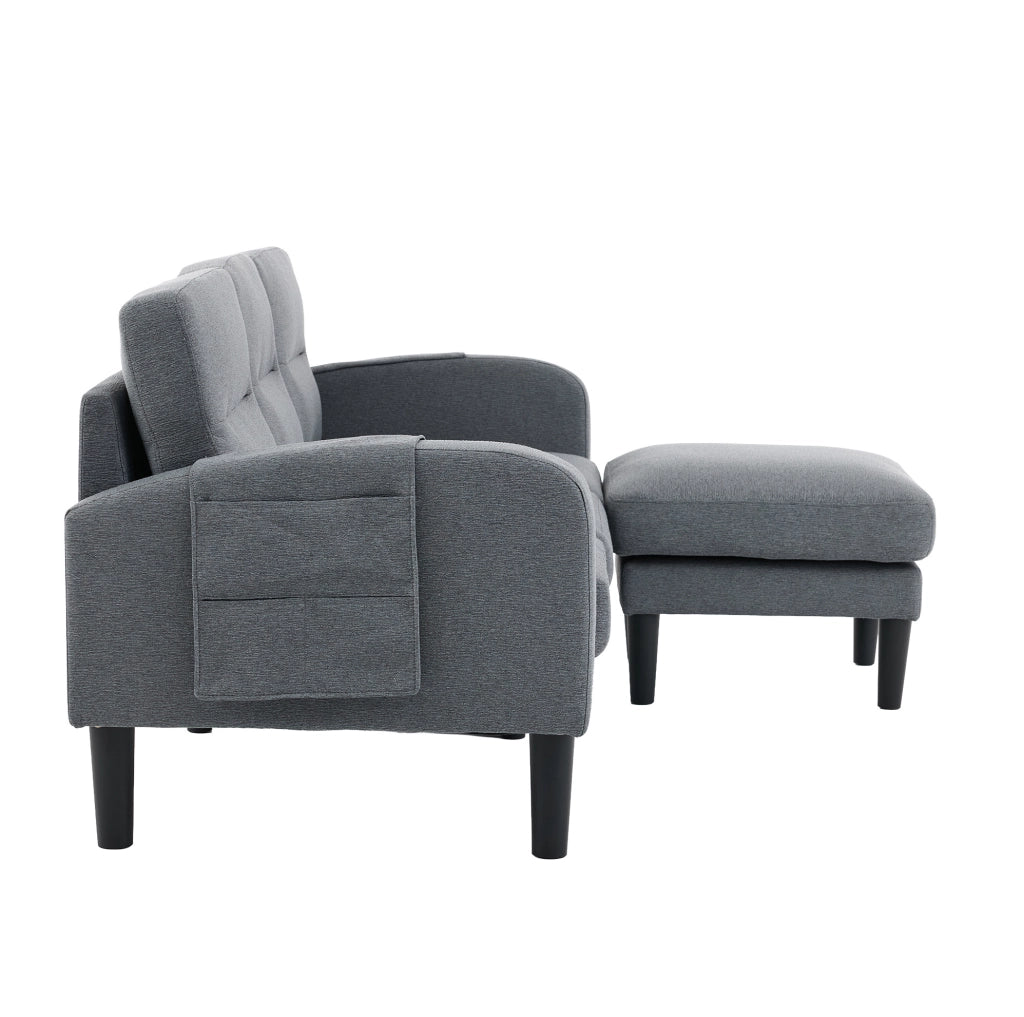 Divano angolare modulare L con chaise longue e tasche laterali