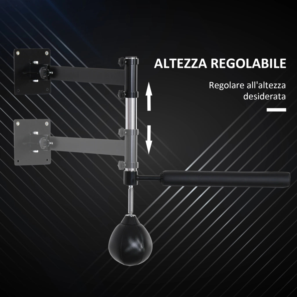 Speed Bag da Boxe Regolabile ¨C zephmum ¨C Acciaio e PU, Nero, 79x72x20 cm