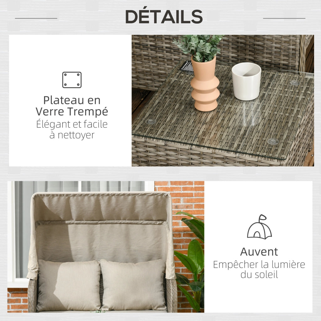 Set divano da giardino 4 pezzi ¨C zephmum ¨C beige e marrone