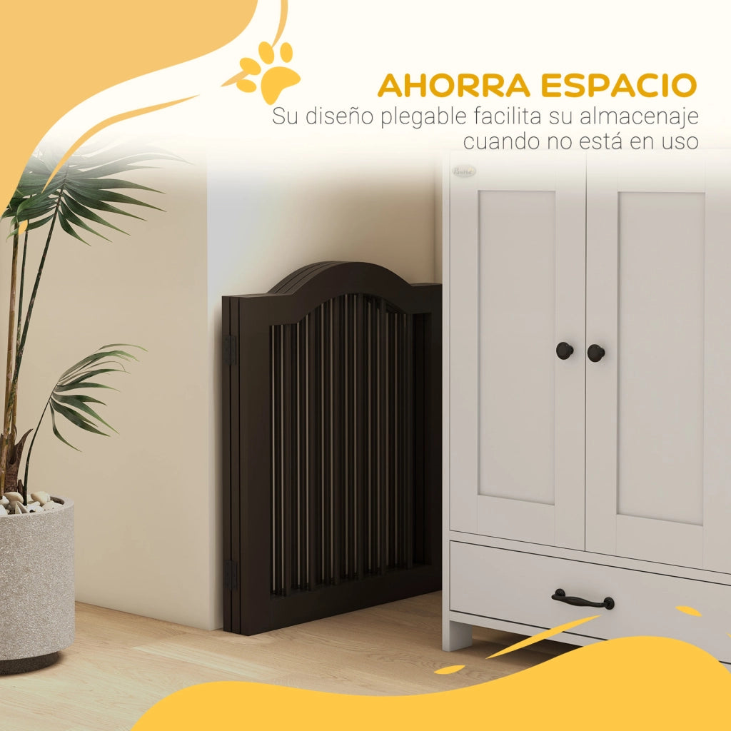 Cancelletto di Sicurezza Pieghevole per Cani ¨C Xylo ¨C 3 Pannelli 154,5x29,5x61 cm Marrone
