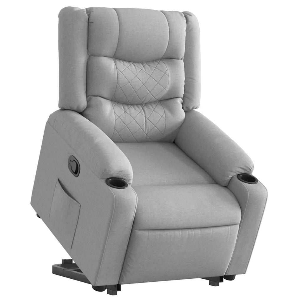Poltrona | Sedia Relax Alzapersona Reclinabile Grigio Chiaro in Tessuto