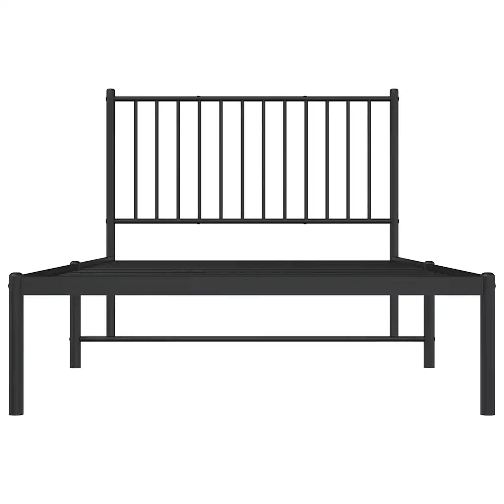 Giroletto con Testiera-Struttura Letto con testiera in Metallo Nero 100x190 cm 489206