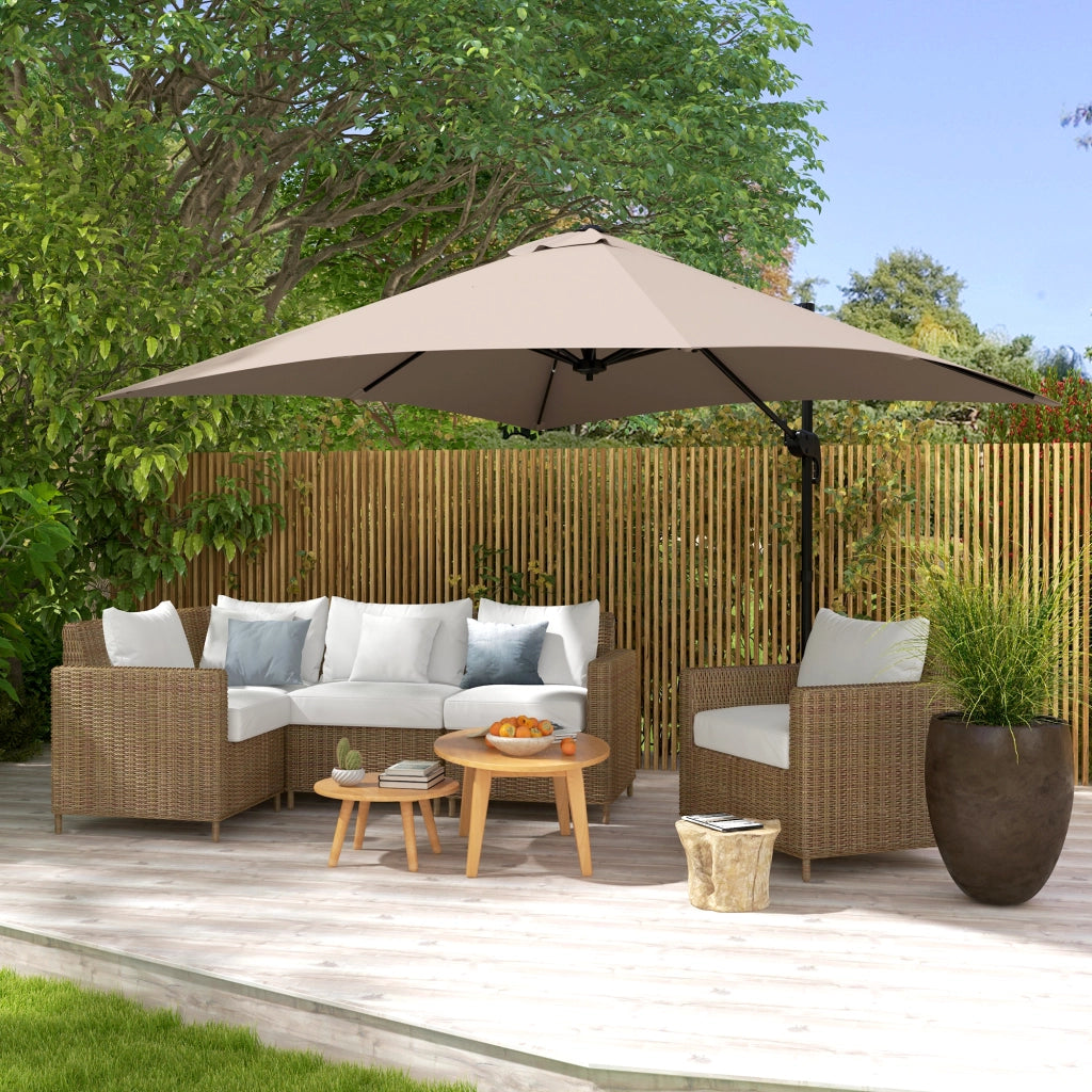 Ombrellone da Giardino ¨C zephmum ¨C Khaki 3x3 m in Alluminio e Poliestere