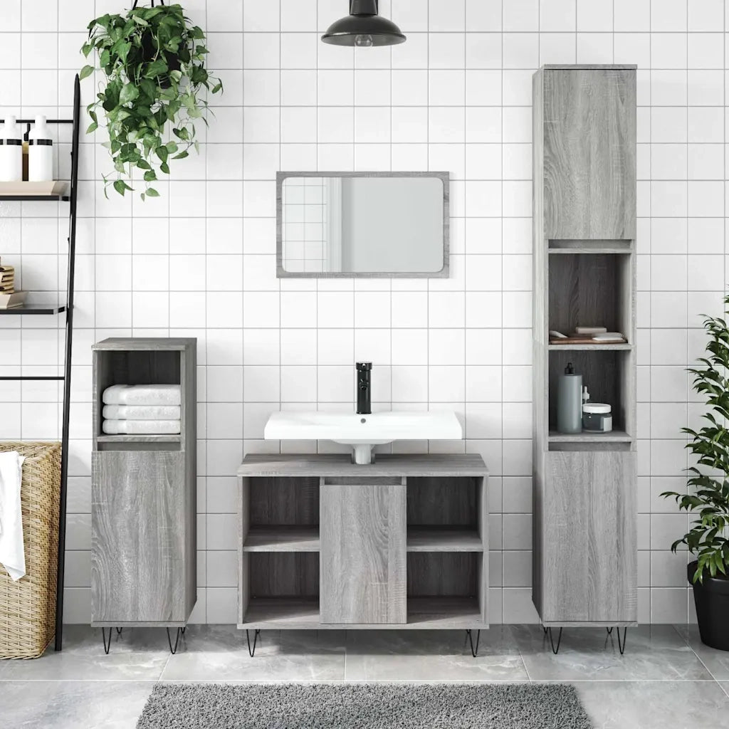 Mobile da Bagno | Armadio da bagno Grigio Sonoma 80x33x60 cm in Legno Multistrato