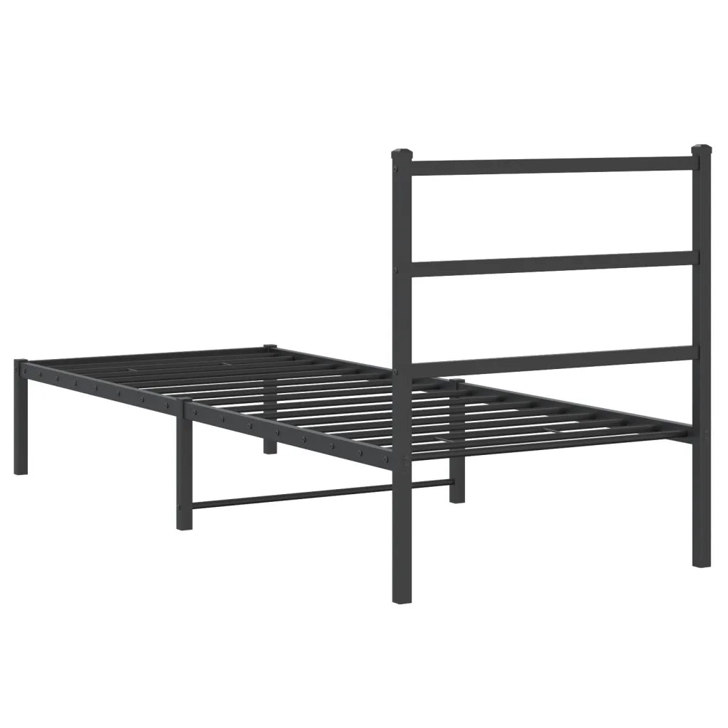 Letto singolo | Letto per adulti | Giroletto con Testiera in Metallo Nero 80x200 cm