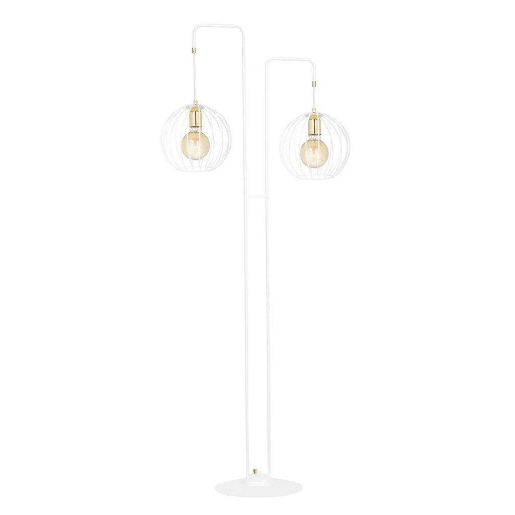Piantana Contemporaneo Omoikane Acciaio Bianco 2 Luci E27 Ip20