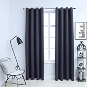 Tende Oscuranti con Anelli in Metallo 2 pz Antracite 140x175 cm cod mxl 60762