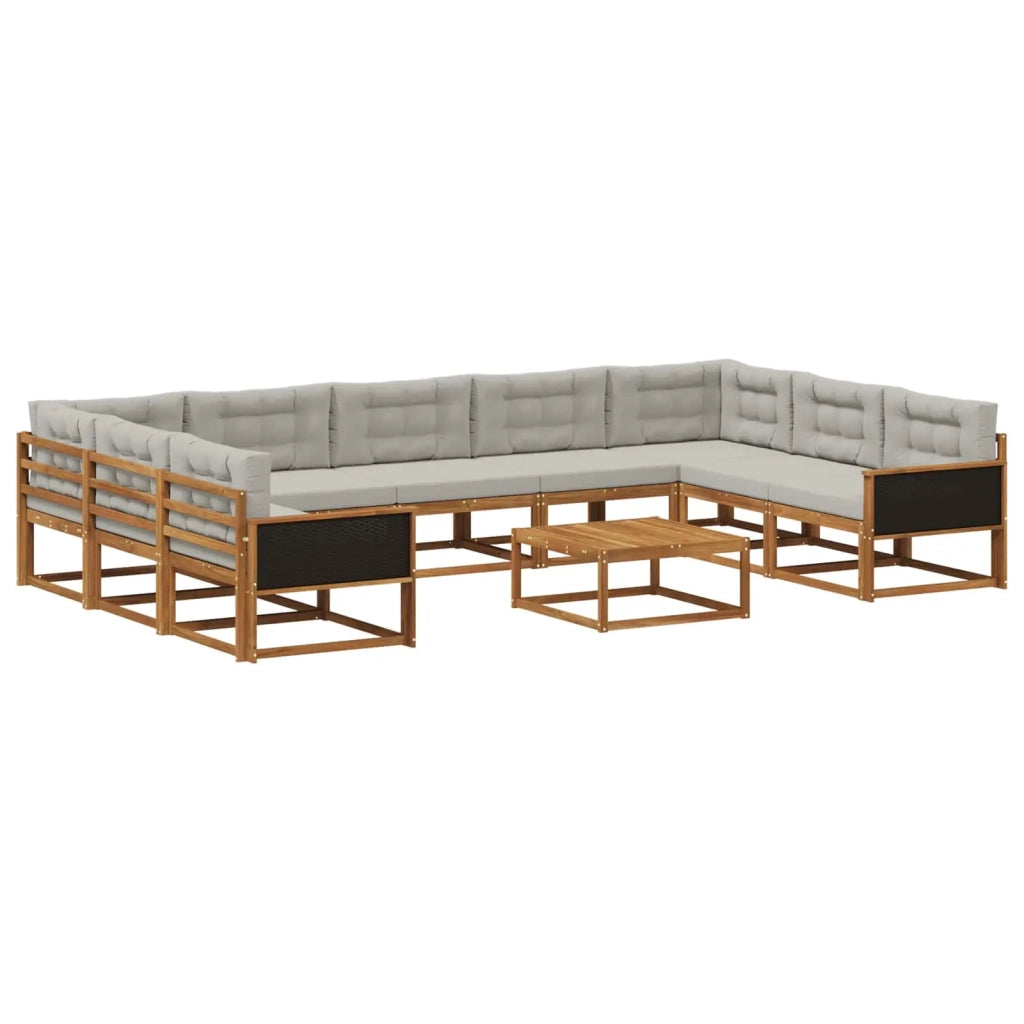 Set di divani da esterno 10 pcs Naturale e Grigio Chiaro 3382894
