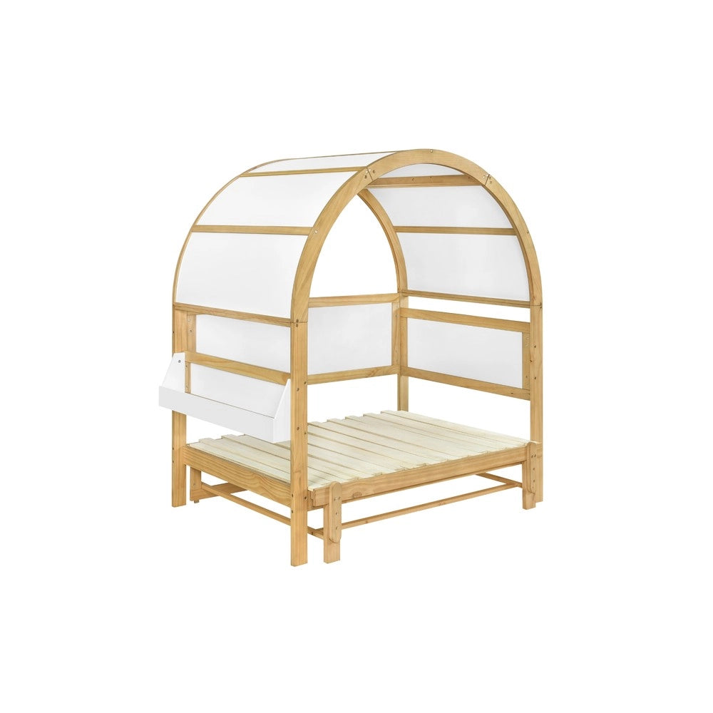 Letto a Soppalco Estensibile per Bambini ¨C MINIMAL ¨C Pino MDF, Bianco/Naturale, 140x200