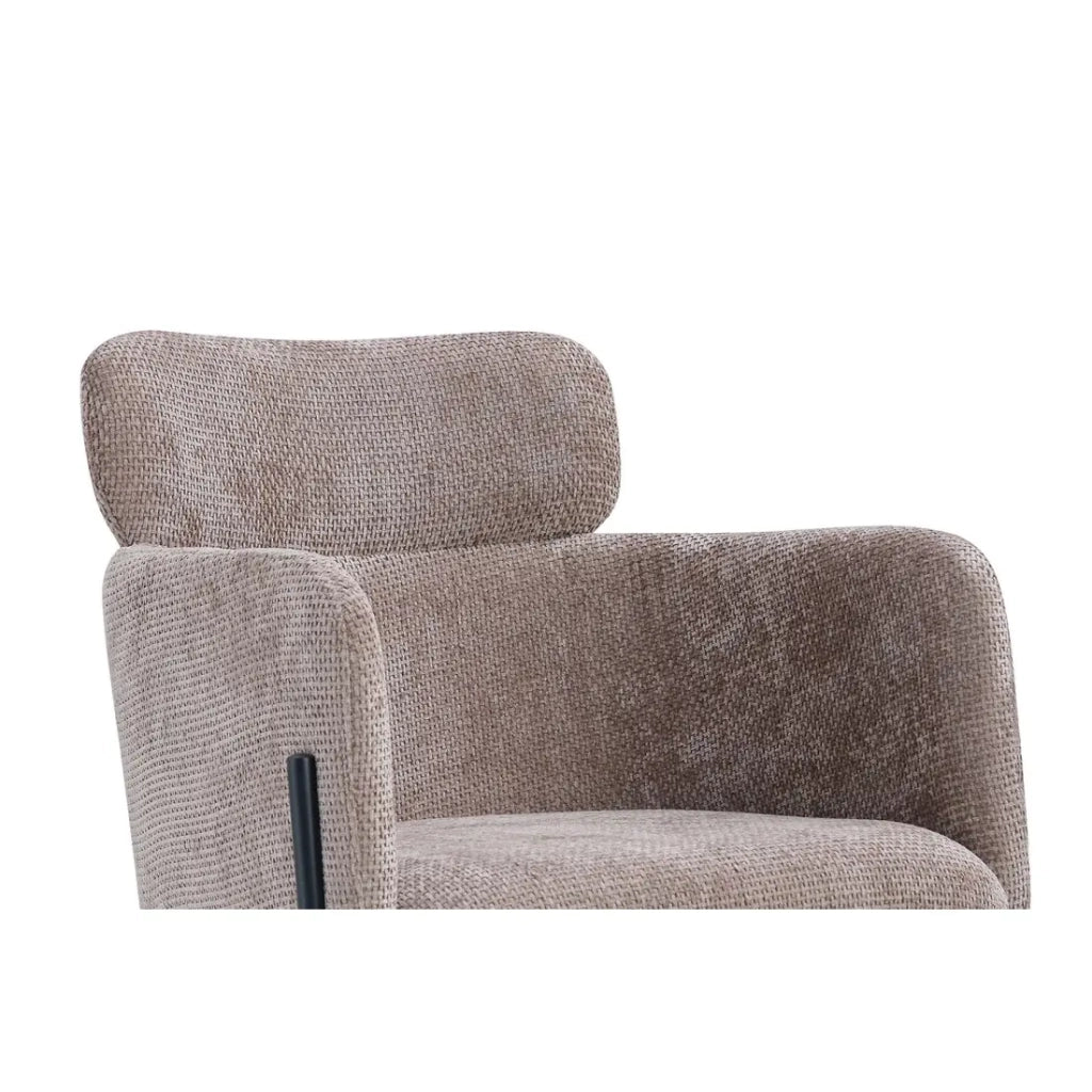 Sedia da pranzo CAMPBELL - Tessuto sabbia - Braccioli - Piedi in metallo nero - Stile design / industriale