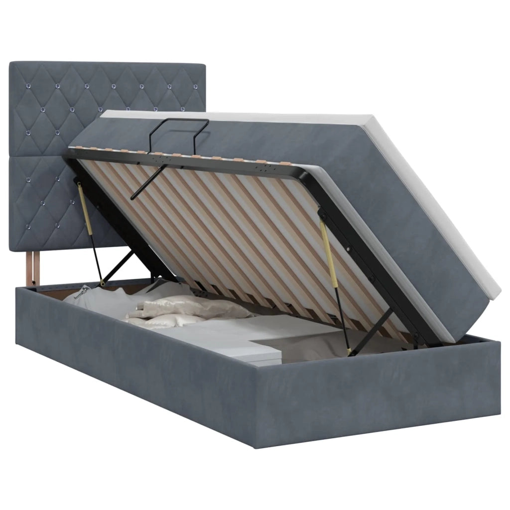 Letto con contenitore e materasso Grigio Scuro 100 x 200 cm 3459610