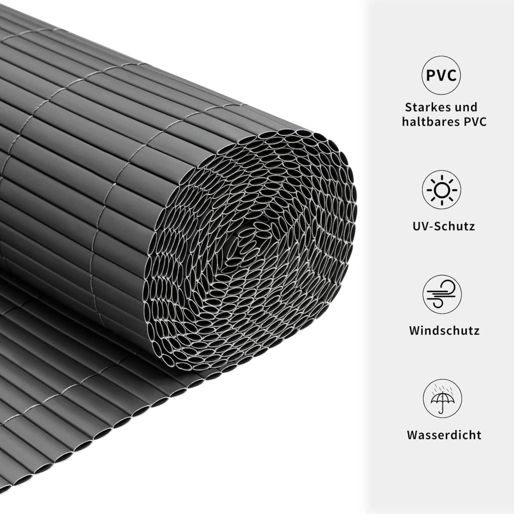 Canniccio PVC frangivista Giardino 500x100 cm, Recinzione schermi divisori Resistente ai Raggi UV Resistente alle Intemperie, protettivi per Giardino, Balcone, terrazza, Grigio
