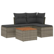 Set Divano da Giardino 5 pz | Set Salotto da Giardino con Cuscini Grigio in Polyrattan