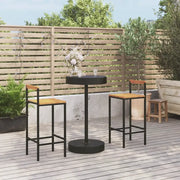 Set Bar Giardino 3 pz Nero Polyrattan e Legno Massello Acacia 3187718