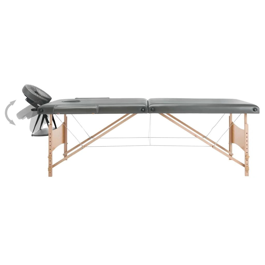 Lettino da massaggio a 2 zone struttura in legno 186 x 68 cm grigio antracite 02_0001800