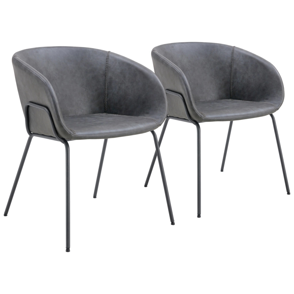Set di 2 sedie in similpelle grigio scuro ANDRÉ