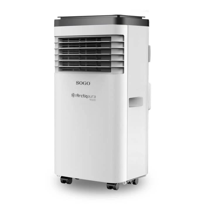 Condizionatore portatile 9000 BTU, 970W, display LED touch, funzione deumidificatore, 3 velocità, timer 24h - SOGO