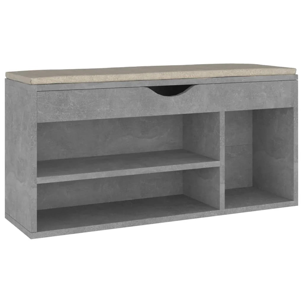 Panca portascarpe/stivali cassettiera scaffale mobiletto portaoggetti per ingresso con cuscino legno ingegnerizzato grigio 02_0022873